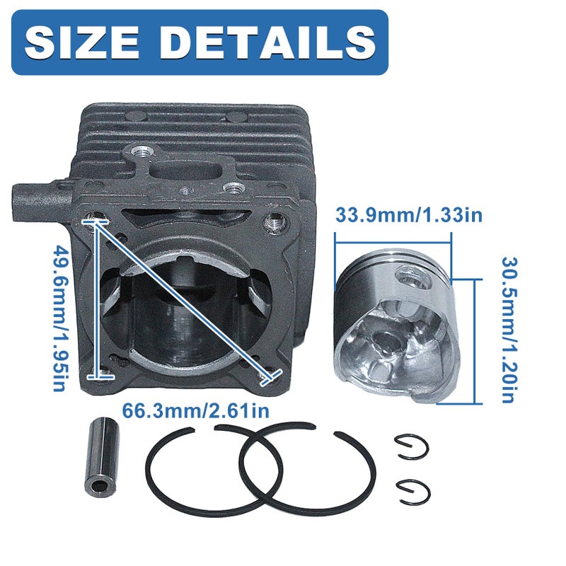 AUMEL 34mm Cylinder Piston Pin Ring Gasket Kit for Stihl FS75 FS85 FC75 FC85 FH75 FR85 HL75 HL75K HT70 HT75 KA85 KR85 KW85 SP81 SP85 Trimmer Replace #4137 020 1202. - Image 4